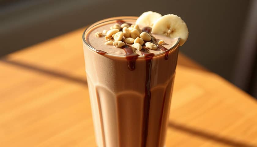 Chocolate Peanut Butter Banana Smoothies