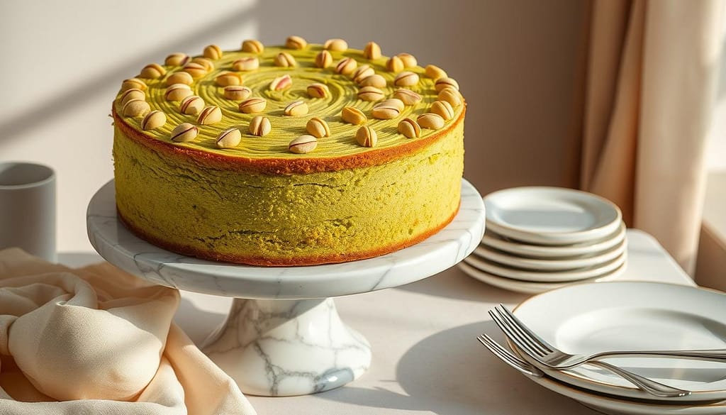 Luxurious Pistachio Cake Presentation